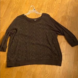 Hunter green crotchet sweat shirt